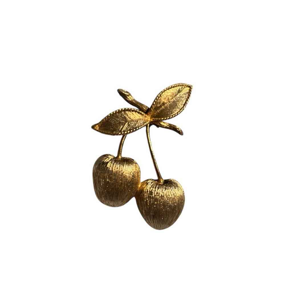 Vintage 1960s Sarah Coventry Gold Cherry Brooch